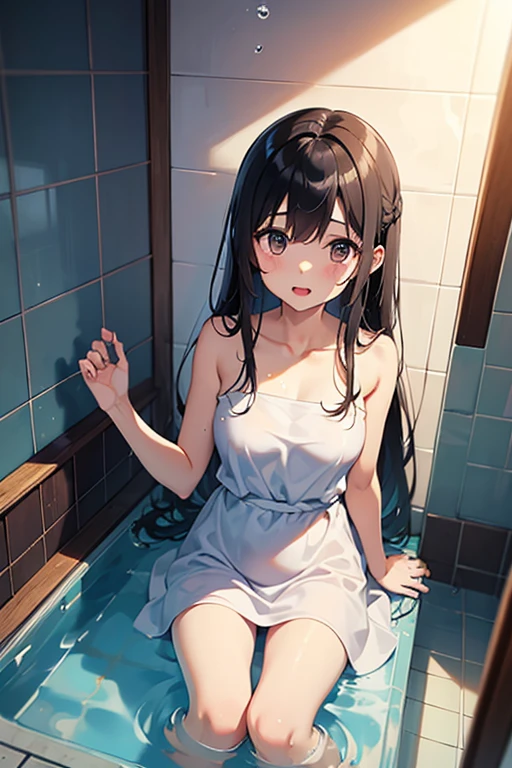 Naked towel, cloth area small, cute, blush, hot spring