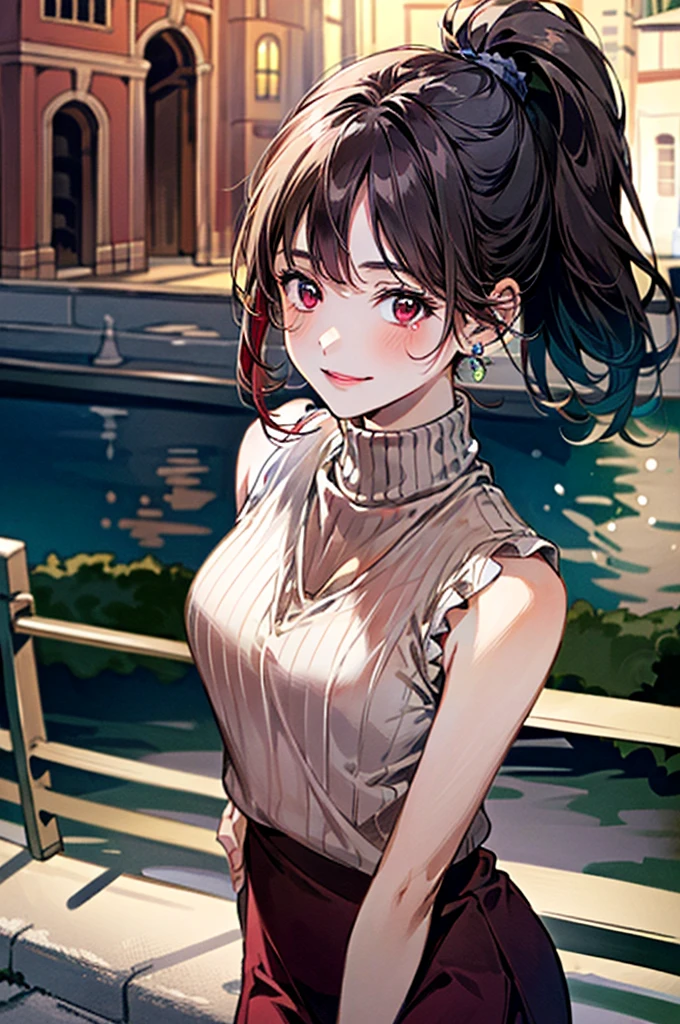 solo, cowboy shot, <lora:fashigirl-v7-lokr-7ep:0.8> realistic, absurdres, ultra detailed, masterpiece, best quality, aesthetic, detailed,, solo, frown,
1girl, red eyes, <lora:Tsurime3:1>, (tsurime:1.2), (brown hair:1.3), medium hair, (asymmetrical bangs, swept bangs, cowlick:1.35), flipped hair, <lora:foldedponytail:0.8> foldedponytail, folded ponytail, (small breasts:1.3),