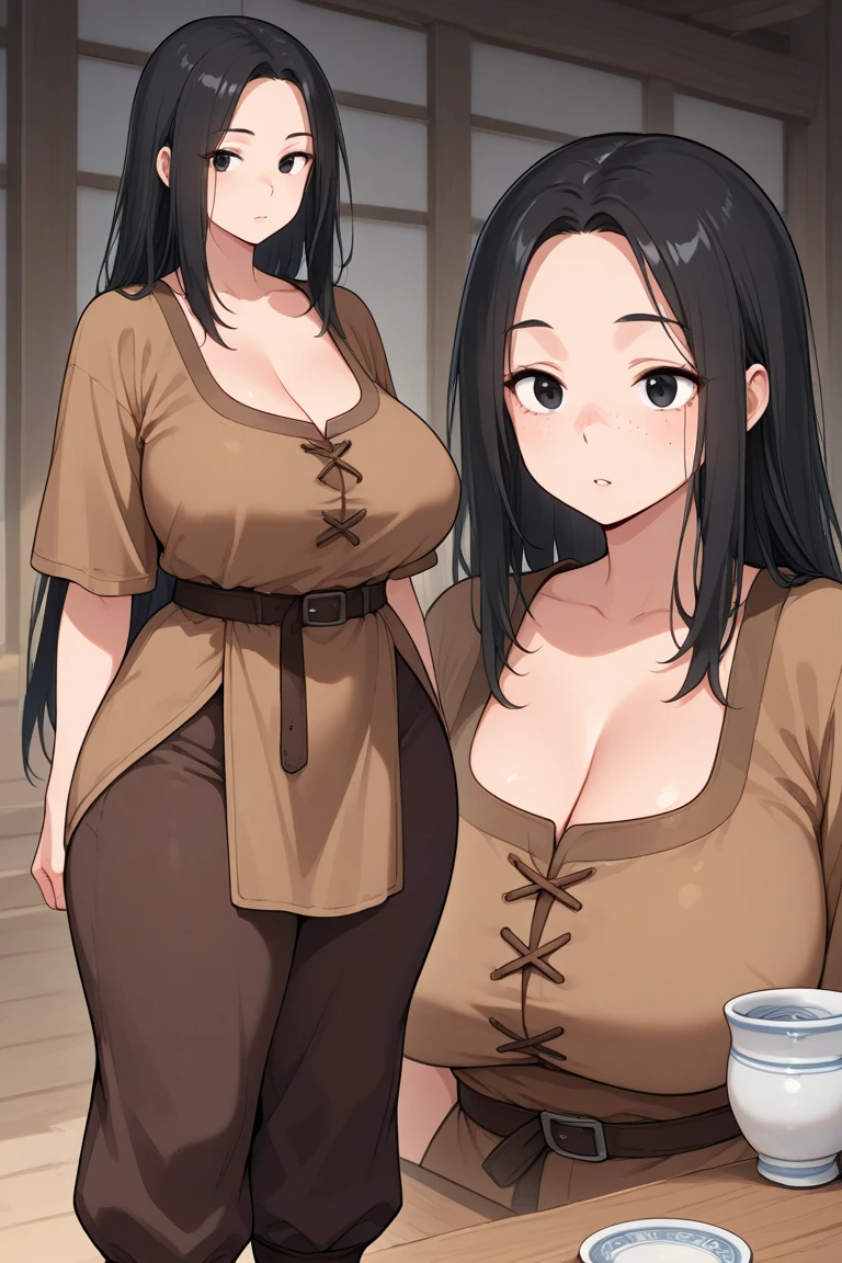 2heads, a fat woman with two heads. She has enormous breasts. She is dancing in a bar. She is sipping a drink. She is laughing. She looks drunk. She is flirty. She is wearing a low-cut shirt and leggings. She is tugging her shirt to show her breasts. She has enormous breasts. She is chubby. Massive breasts. She looks mature. She is extremely short. She is extremely fat. She has massive fat breasts. She has long straight brown hair. Her sweater is loose and slipping, exposing her bra.