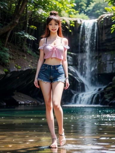 Girly, sexy, three-pointed, barefoot, long legs, legs apart