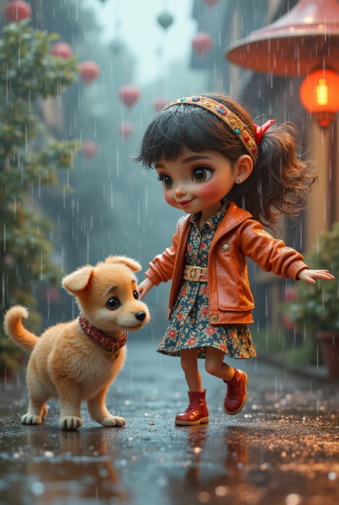 A cute little girl was especially happy playing with the dog