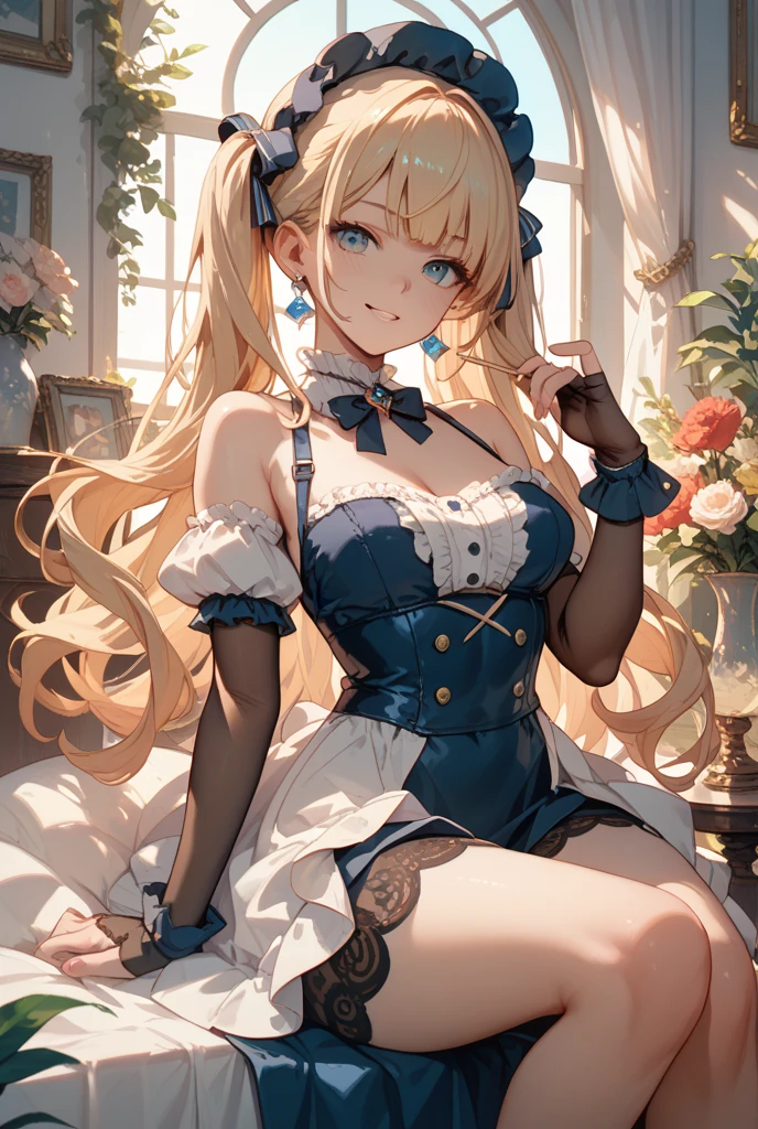 ((highest quality、High resolution、masterpiece))、Blonde、Cosplayer Beautiful Girl、skirt、((She shows her panties))、I'm tempting you