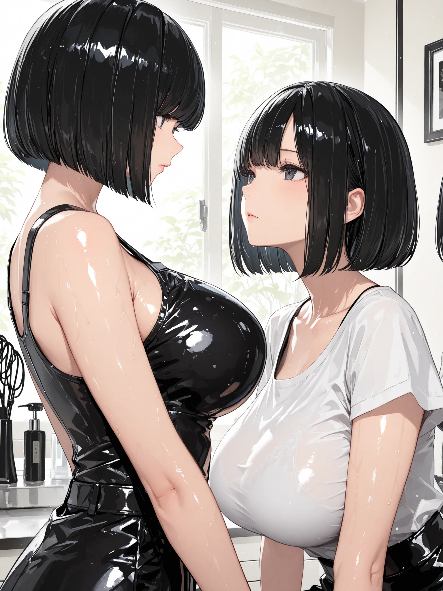 Black hair short bob　Big Boobs　Sauce order　　Japan people　Erotic　young、　naked，