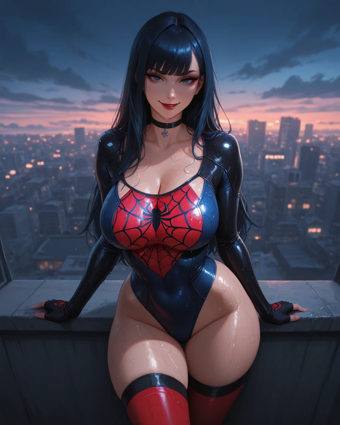 1girll,Huge breasts, 独奏, She's wet, Erotic Spider-Man uniforms,,Tong,比基尼,Take aphrodisiacs,Lewd expression, exteriors, Skysky,the night, Yellow-haired,long hair flowing, exposed bare shoulders, standing on your feet,Bigchest, wetclothes, From the front side, dual horsetail, mostly cloudy sky, Wet hair (((tmasterpiece),(Very detailed CG unity 8K wallpaper),best qualtiy,Open-mouthed,独奏,1girll,cinmatic lighting,detailed back ground,beatiful detailed eyes,Bright pupils,(Very fine and beautiful),(Beautiful and detailed eye description),ultra - detailed,tmasterpiece,)),facing at camera,Leakage out of the breast,Expose the genitals,nakeness,leering,Protruding underparts,Camel toes,cleavage,legs are open,Climactic expression,Cocked buttocks