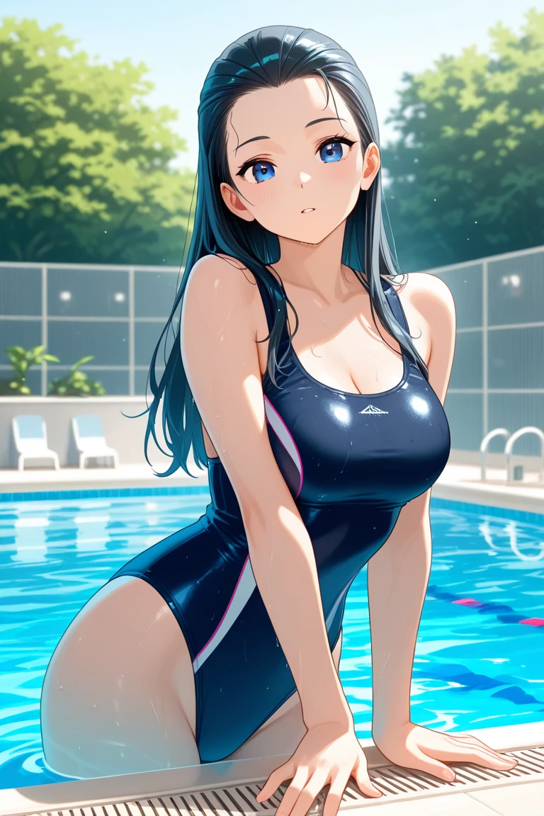 arafed asian woman in a swim suit standing in a pool, a picture by Jason Chan, tumblr, shin hanga, wet swimsuit, cute girl wearing tank suit, gorgeous chinese model, swimsuit, is wearing a swimsuit, beautiful south korean woman, beautiful asian girl, swimsuit model, gorgeous young korean woman, korean girl, japanese model, sexy body, qifeng lin