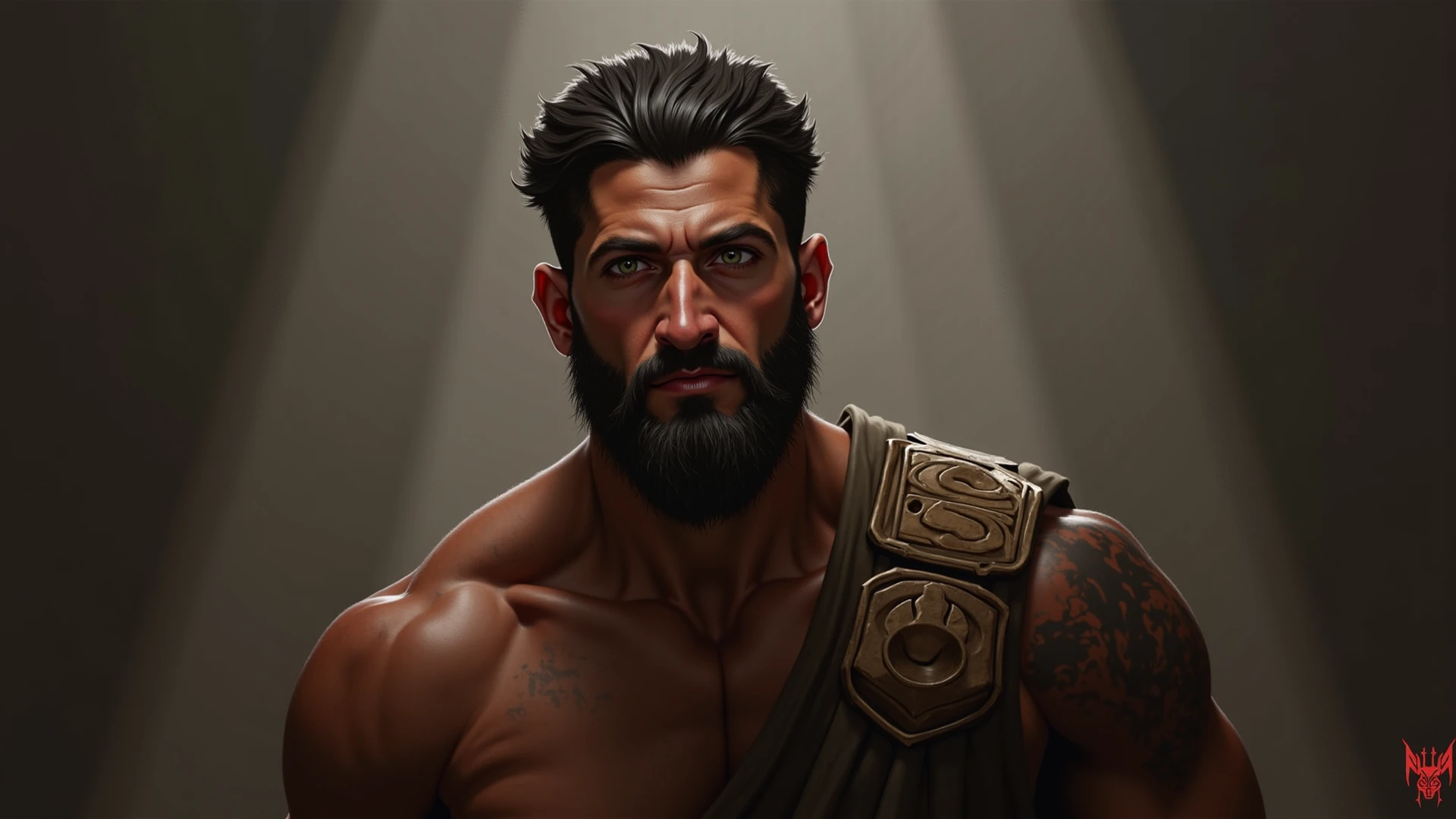 In the center of a mythical land, a magnificent greek god stands proud. Su cuerpo esculpido irradia fuerza y poder., while his eyes exude sabiduría and determination. El cabello y la barba del dios caen lujosamente en cascada., adding an air of divine elegance. su perfecto, Los rasgos cincelados se capturan con exquisito detalle., mostrando la habilidad del artista.
El atuendo del dios es regio., adornado con detalles dorados y patrones intrincados que simbolizan su estatus celestial. La tela cae con gracia., destacando su majestuosa presencia. Sus brazos musculosos sostienen un cetro., a symbol of authority and control over the kingdoms he rules.
While the god is in the heart of the underworld, The spectacular lighting accentuates the contrast between light and dark. Las llamas parpadeantes del fuego estigio lo rodean., Proyectando sombras que bailan sobre su poderosa forma.. El juego de luces y sombras resalta el aura divina del dios., making it look formidable and impressive.
The artwork is created using a combination of traditional oil painting techniques and modern digital tools.. Las pinceladas magistrales y los colores vibrantes dan vida al dios y al inframundo.. Las ricas texturas y los intrincados detalles elevan la obra de arte a un nivel de realismo y profundidad que hipnotiza a los espectadores..
With materials and techniques of the highest quality., This work of art is a masterpiece that captivates the public. Ultra-detailed rendering ensures that every aspect of the god's face and surroundings is perfectly represented.. The use of bright colors and a photorealistic style adds intensity to the artwork., Immerse the viewer in the mythological realm..
La paleta de colores dominante consiste en profundos, tonos ricos, evoking a sense of mystery and power. Tonos de negro, azul oscuro, y los rojos ardientes dominan la escena, mientras sutiles toques de oro iluminan los rasgos