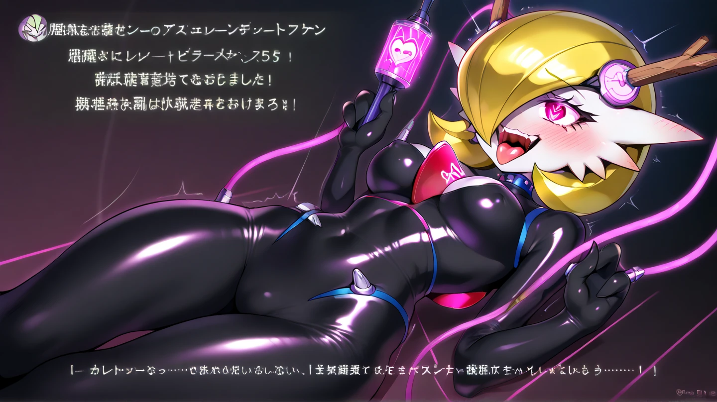 (masterpiece), best quality, expressive eyes, , , flat chest, perfect face, 1girl, blue eyes, latex gloves, pink latex playboy strapless bunny leotard, glasses, translucent latex, blonde, latex thighhighs, twin tails, pink latex elbow gloves, drunk, blush, alcohol bottle, slave collar, happy, womb tattoo,
