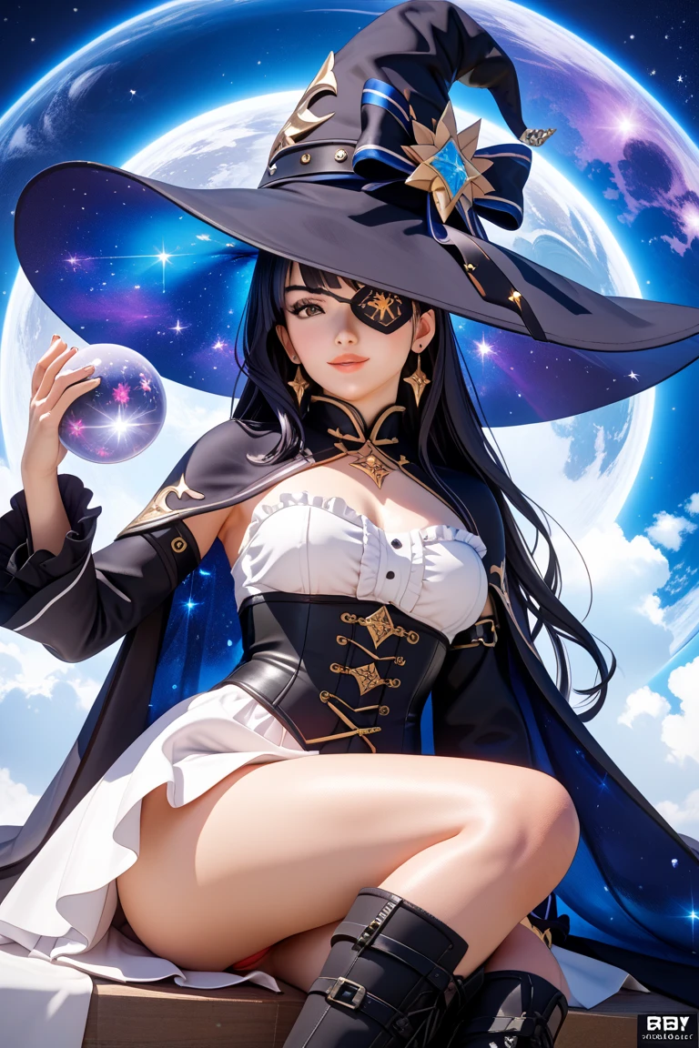 ((highest quality)),(Ultra-high resolution),(Very detailed),(Detailed Description),((The best CG)),(A masterpiece),Ultra-precise art,Amazing drawing art,(Fantasy art with intricate detail:1.5), (witch:1.6), The darkening sky