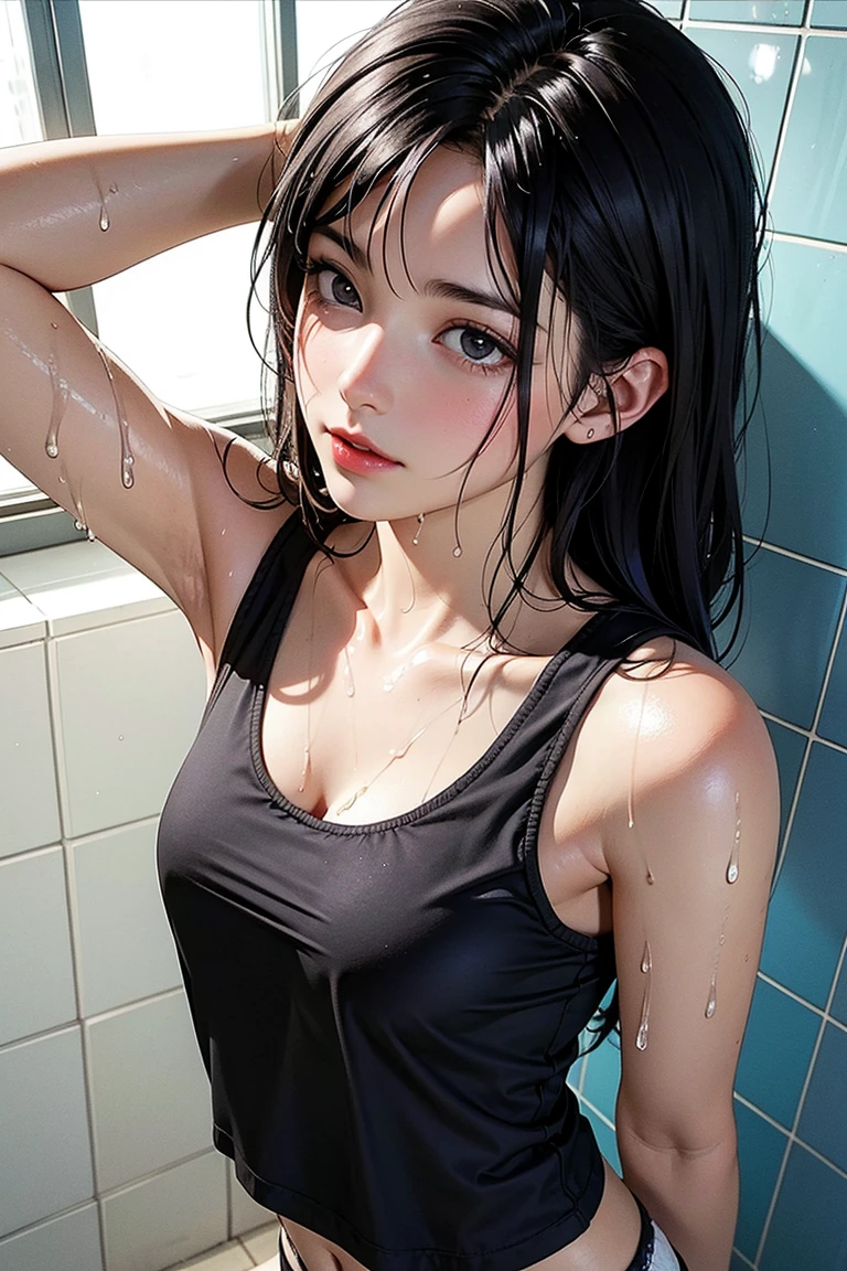 ((masterpiece)), (Professional photography:1.2), (HD:1.3), Portrait Photography, best quality, 8K, From the front, (Simple black T-shirt), Cute teenage girl, Super cute face, Light brown medium length hair, (flat chest), Pale skin, blush, Smile, Standing on White background, Hands on Hips, (shorts),Cute girl . so cute , Round Face . Solitary , Slim , Medium breasts , Short stature . Glowing skin . Pure white Tube Top T-shirt . shorts . Dynamic poses . Dynamic Angle . No background , White background , Looking at the audience,(((Clothes are wet)))liquid in butt、Fluid on the thighs、Flowing liquid(attractive butt:1.2),、exposed、Disheveled、Comfortable to wear，exposed breasts、(((Clothes are wet))),Tube Top，(((Ultra-thin clothing))),(Body model),((Body Contouring)),(stride),Grin, blush,Overactive Expression，crotch friction，Vulvar bulge，Vulva outline，Chest contour，Open the butt flap with both hands，Round Face，baby face，Sweat, Tears，Severe tremors，Heavy breathing，Awkward，Proudly,barefoot，Very thin limbs，Breast swelling is imminent，butt，Ripped denim mini skirt，arrogant，belly button，I peed a little，とてもI have a strong urge to pee，Wet underwear，Accurate and clean female fingers，Very thin limbs，身材非常Short stature，Very boyish body shape， Sultry body，Awkward，(Very blush, I&#39;I很兴奋, Happy, Smile, open mouth), Her little breasts were almost swollen..，I really want to go to the toilet，Heavy urine output，incontinence，I的身体正在抵抗强烈的排尿.，I have a strong urge to pee，Pass through