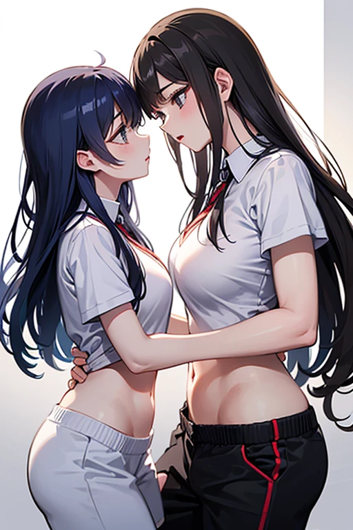 Masterpiece, Best Quality ,, 2 girls, Yuri, (Kisses:1.8), (French Kiss), Blushing, Eyes closed, (tongue), (Saliva), (groping), Hands on breasts, Sucking tongues, sweat, Cheerleader, Miniskirt, disheveled clothing, Panties exposed, Clothes that stick to the body with sweat, Transparent underwear, Sexy lingerie, Panties that are about to take off, No bra, Outdoor, Blue rape, Nasty look, Ecstasy、