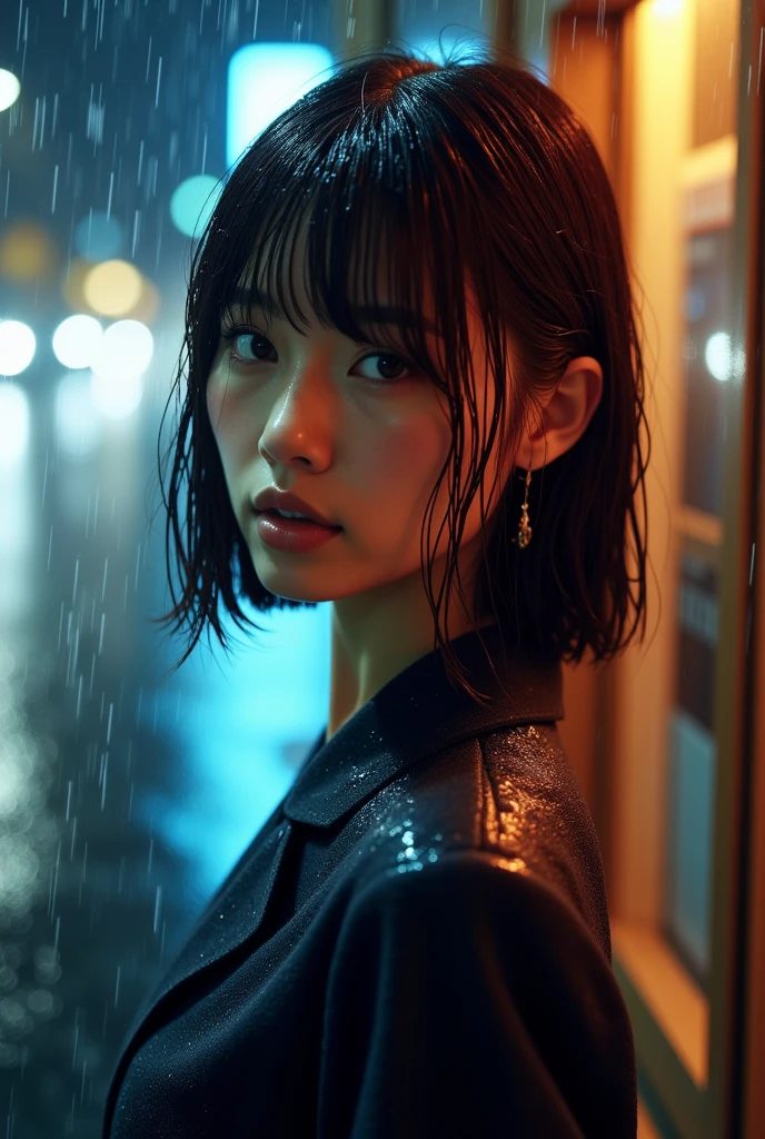 Android girl with transparent glass torso、((wind chimes))、Glass Inner Machine、Detailed skin、short hair wolf cut、A torrential downpour on Saturn&#39;s surface、Wet Hair、Wet body、Strong winds、Actual item、photograph、((Ancient Technology))、((Sexy model pose))、cyber punk、Blue lens flare、anamorphic Lens、Wide-angle lens、nsfw:1.2、Cute idol high school girl face、Beautiful face at the age of 20、Sexy Idol、 Actual item、Detailed skin、photograph、Cinema Art Style,Cinematic Light,Lomography 、Young and attractive Asian woman,　Beautiful fashion model、Cute Japanese Girl、 double eyelid, nsfw,　(Droopy eyes)、(round face)、Smile、Thin lips、元気Young Gravure Idol, Young Sensual Gravure Idol, Young and cute gravure idol, Young Gravure Idol, Beautiful Japanese girl face, Cute seductive smile, Japanese Model, Beautiful Asian Girl, Girl cute beautiful face、Neutral face、Cool face、Plump Cheeks、Large cheeks、A strapless, dull silver, tiny bikini、Immerse in a World of Dark Tones