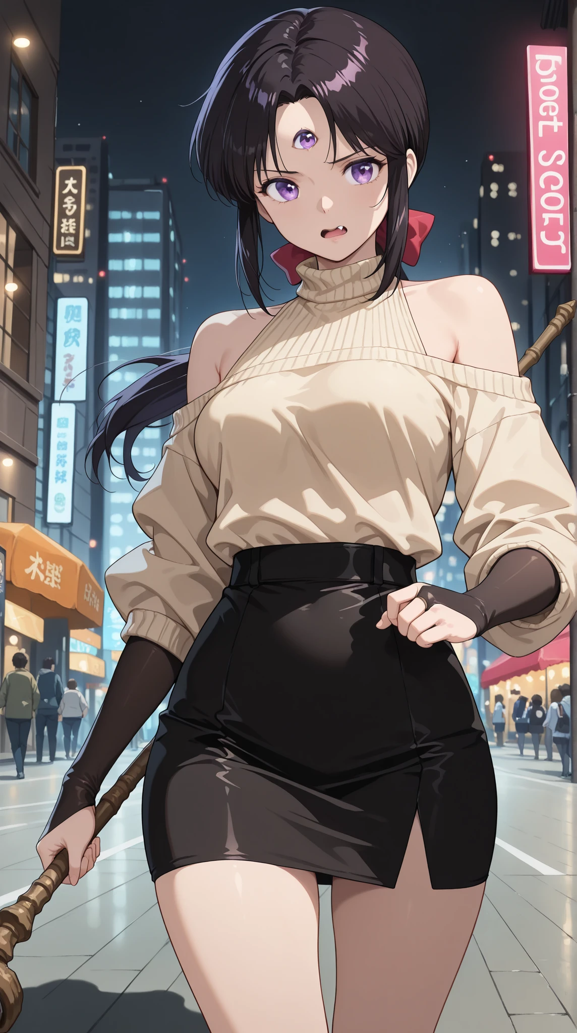 1 woman,Slightly fat,Blushlush,Very wide open mouth,vred,leather pant,Angry cursing,Raise your finger and point ahead,In a clothing store