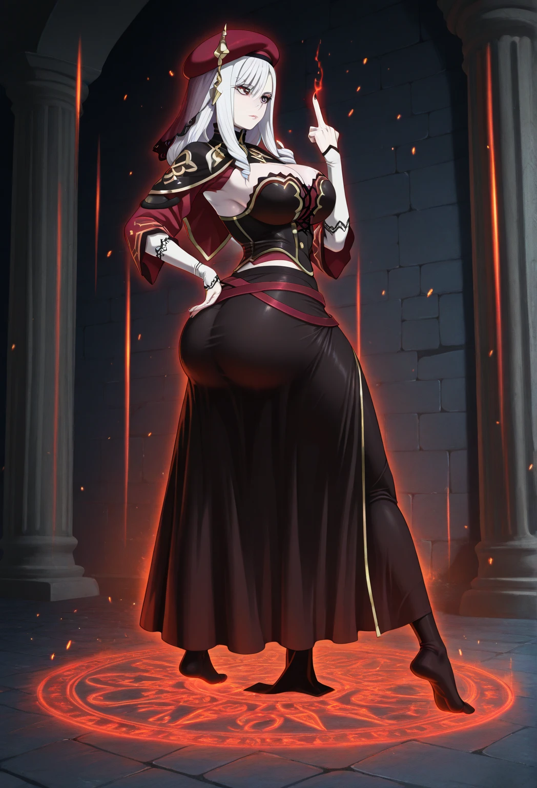 (back view),((ultra realistic illustration:1.3)), Tall, slender ((redhead:1.2)) woman of Irish descent. (pale:1.3)complexion. blue eyes, cute butt, nice legs. Kind eyes, cute (smile). red lipstick, choker, black lace cocktail dress, fancy heels. Elegant evening wear. Classy ((Jazz club)). Masterpiece, (highly detailed:1.2),(detailed face and eyes:1.2), 8k wallpaper, cinematic lighting. core shadows, high contrast, bokeh.