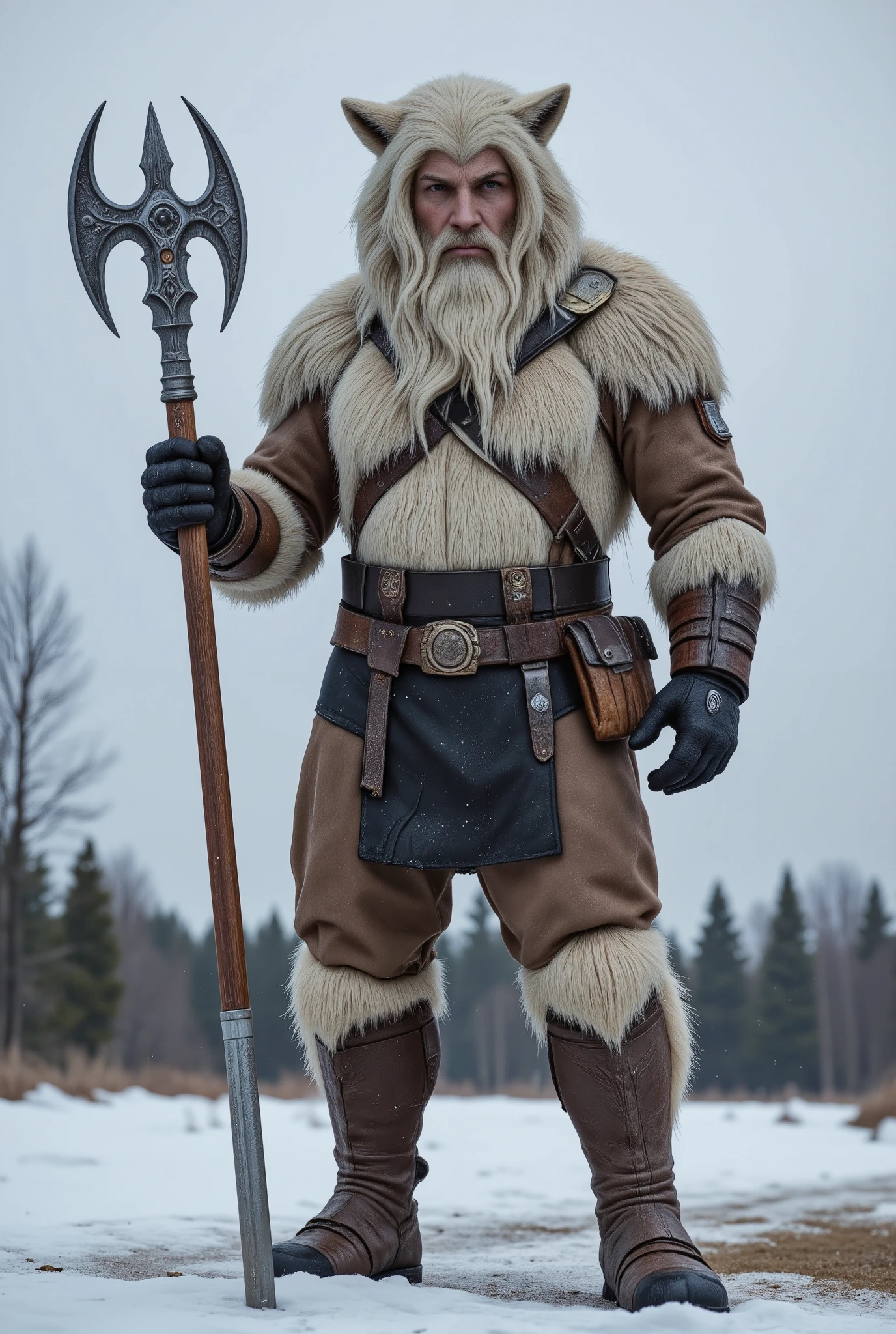 with a ratio of 8 tall people、Northern wolf、beautiful coat、A werewolf who lives strong in the harsh natural environment of Alaska、werewolf who lives strong in harsh natural environments