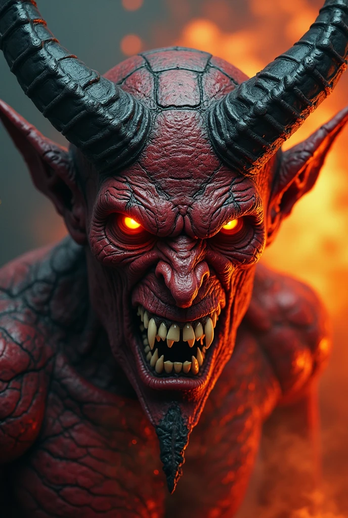 Devil with a cracked head and a bitter person winning the battle