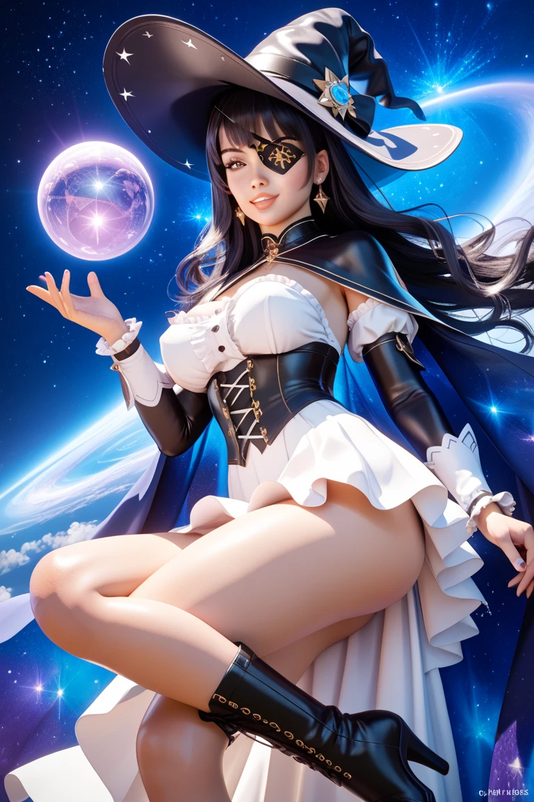 Close up of cartoon character holding book, a sorceress casting a ice ball, fantrome, flirty anime witch casting magic, bubblegum body, /!\ a sorceress, nanogirl, biomechanical oppai, urusei yatsura, old artbook, [ Tarot Cards ]!!!!!, Psychic Girl, knights of zodiac girl