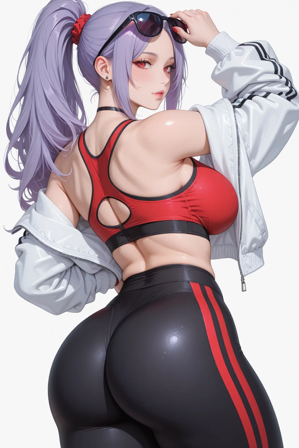 (masterpiece, highest quality:1.2), One girl, alone,Are standing_Split, 
Inji,alone,purple_hair,purple_eye,very_length_hair,gray_hair,Braiding_ponytail,big_chest,Slope_hair,