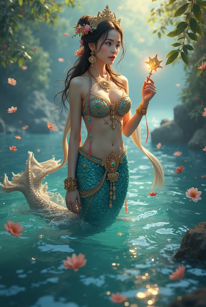 ,beautiful goddess emerging from the ocean, caucasian girl with shiny silver hair, full female body, golden eyes, wild waves, big waves, oriental mandala tattoos, transparent dresses, skin wet with water, stormy sky, sunset sky red stormy clouds, ancient temple floating in the sea, floating old clock, lamp, lantern, beautiful girl with a slight smile, transparent blouse, black vikini, fantasy, fractal,, Sakimichan-style art, slight smile, legs open, pubic hair view, 1 sexy girl, exposed breasts, open transparent T-shirt, Mandala and flower tattoos, Best Quality ,black hair fused with platinum and gold, naked girl, visible beautiful pubic area, pink pesons, small breasts in sight, tattoos on the naked body, old floating clock, lamp, lantern , skin wet with water, open legs,