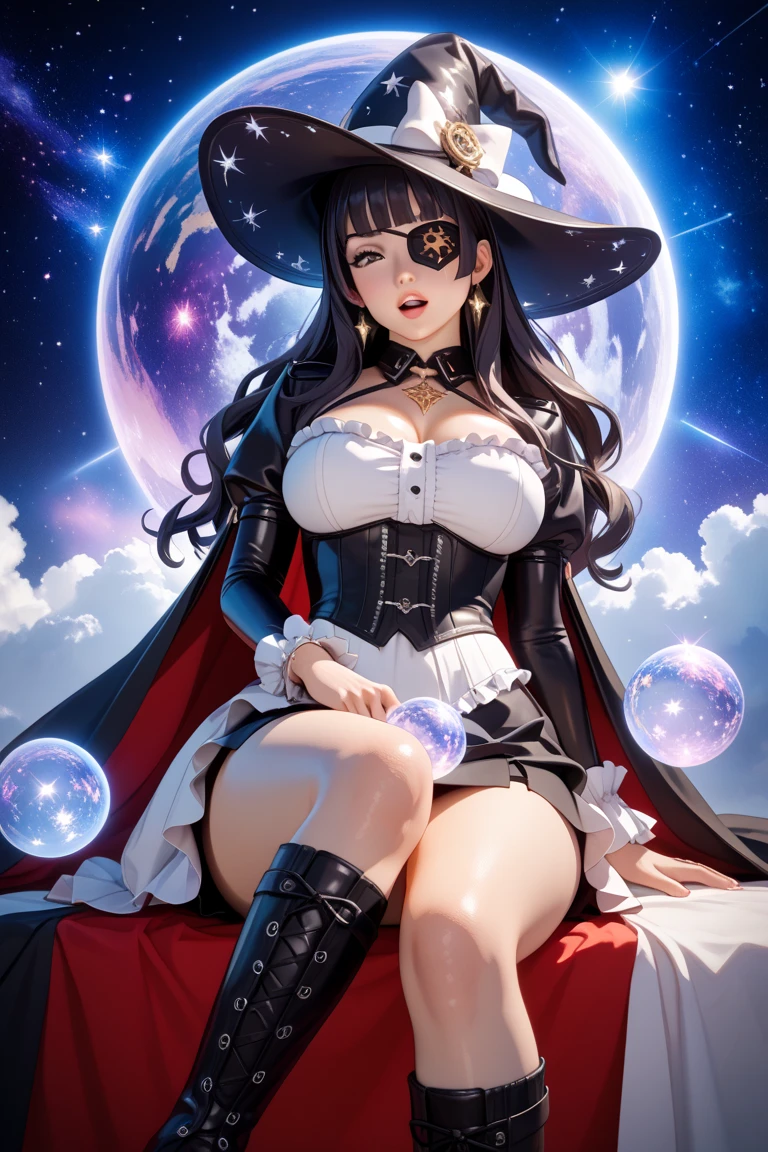 Masterpiece, 8k, Beautiful pretty woman, eyes, large breast, ((dark magician girl)), energetic, cool, vibrant futuristic detailed illustration