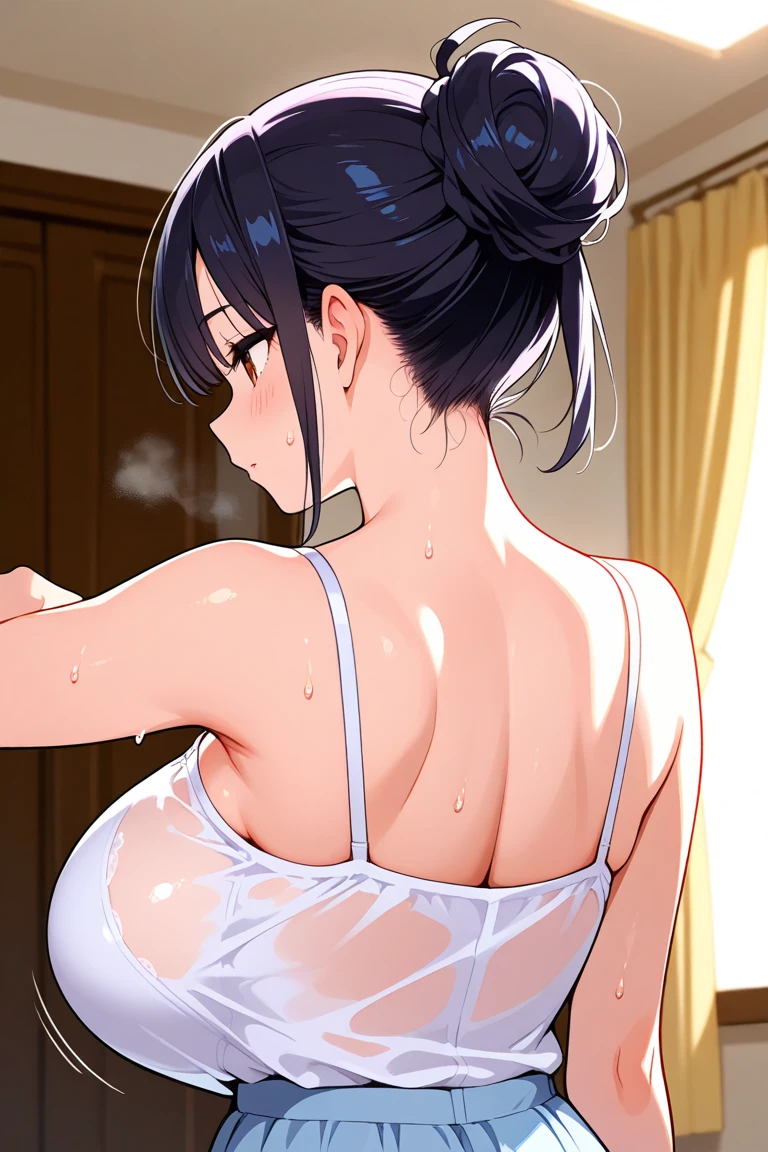 nsfw,massage table,1female with white bikini,(smart therapist and female groping from behind on massage table),mature modest female lying on stomach,adult curvy body,esthetic beauty spa,(wet oily skin:1.1),sweaty,trembling,female shouting and insane eyes,(black hair),tied hair,saliva,from side