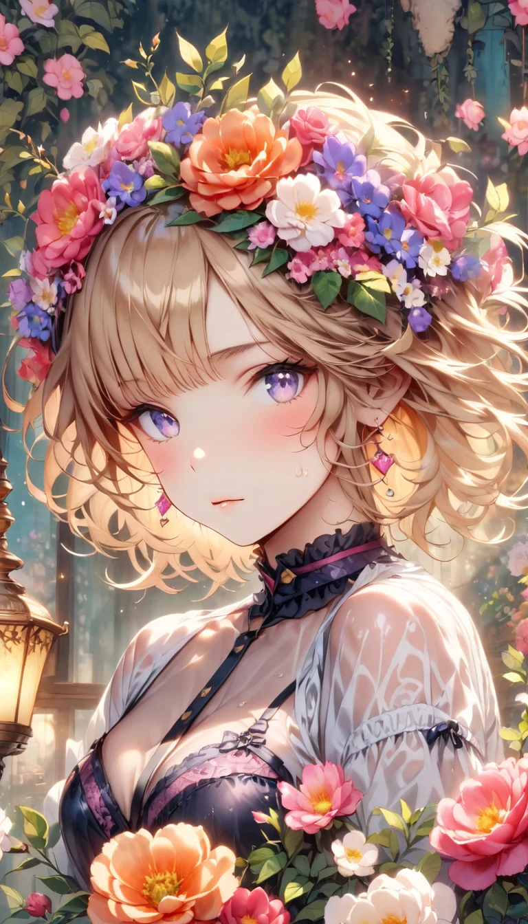 Nardack,((full face, facing the camera, pressing her chest, she squeezes her breasts with her arms)), (red lace bra with black trim, bare body), 1girl, small breast, finely beautiful eyes and detailed face, (graceful hairstyle, dark red gradient braided hair), dark background, dark yellow gradient eyes, lustrous skin, (perfect anatomy, ultra-detailed, an extremely delicate and beautiful, detailed light, masterpiece),