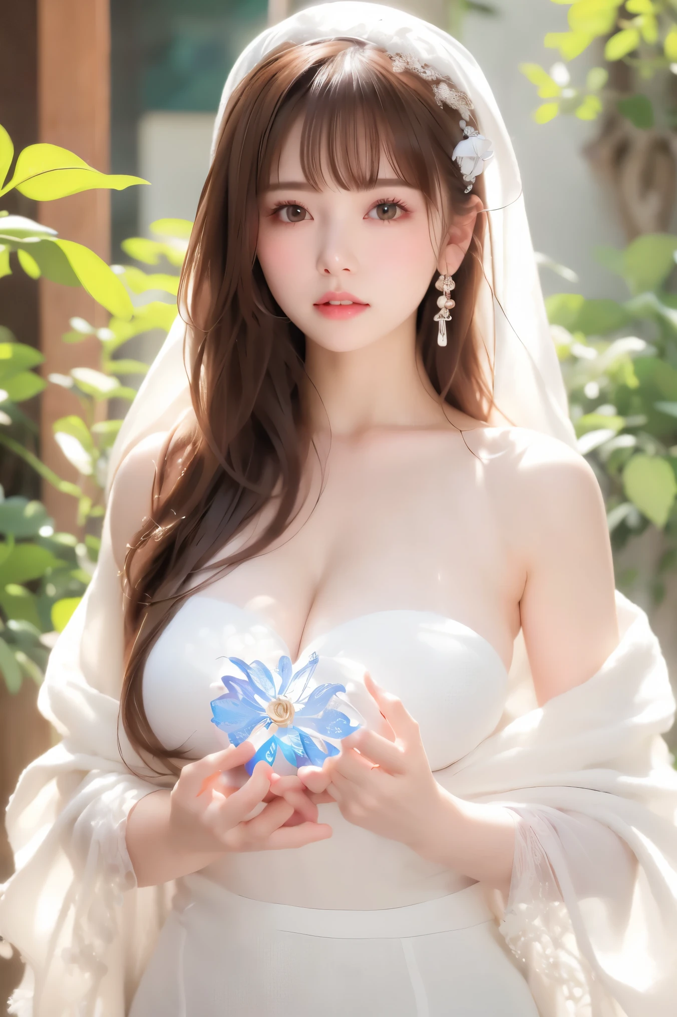 (Premium Quality),( Ultra High Resolution ),( is very detailed ),( Exquisite carving ),((best anime)),( Most Beautiful Artwork ),( Ultimate Art ),( The amazing art of painting , Stunning Description :1.5),( exquisite art :1.6), (1 man and woman :1.5),(Beautiful Sexy Big Boobs:1.2), (ice crystals,White petals),(( Chinese style bib, white fur shawl ,White Fox Ear Decoration,Strapless)),(( Extremely delicate face and eyes)),Purple Hair ,Full Body,nude,Holding a Little White Fox