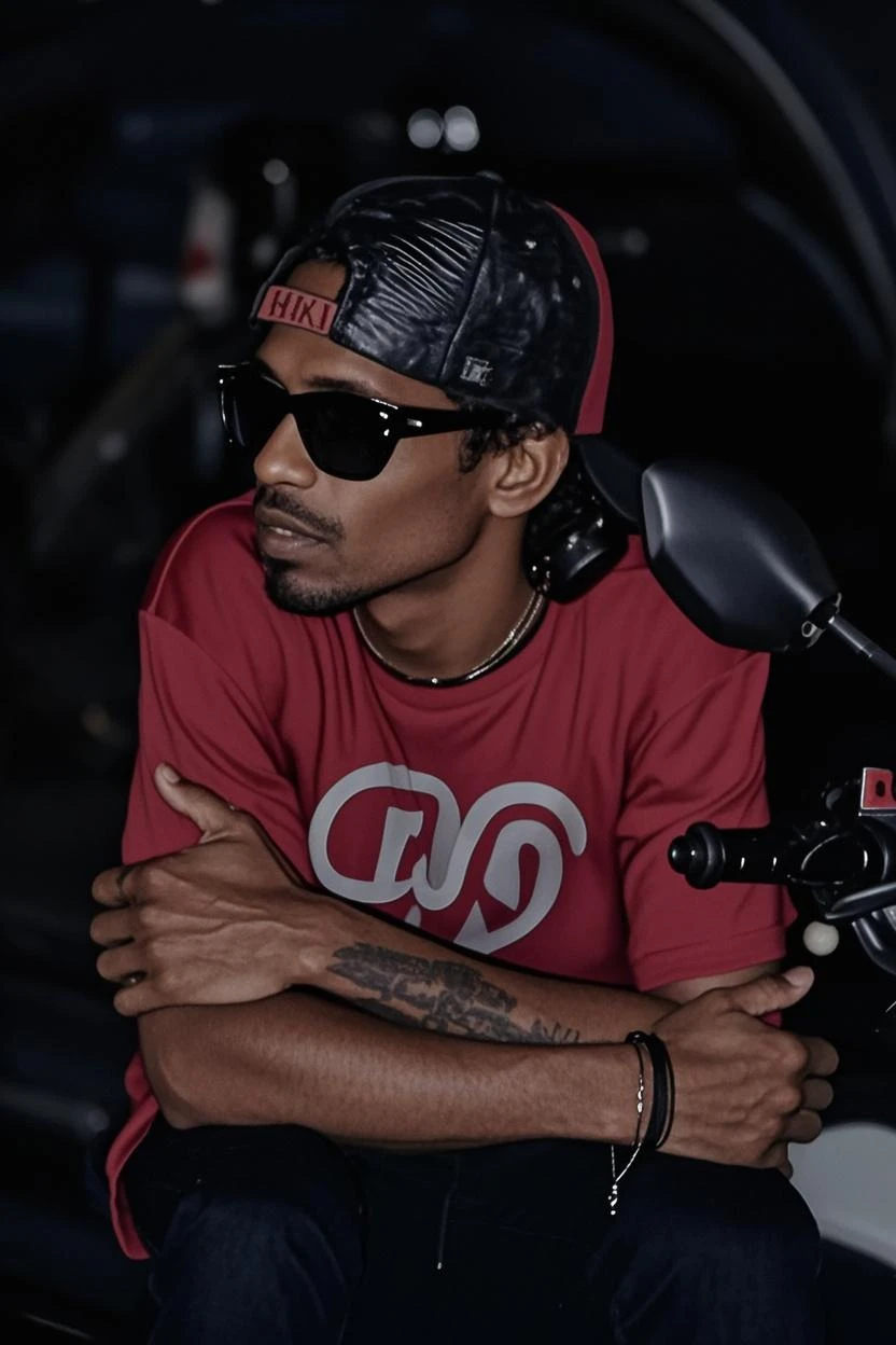 arafed man sitting on a black post in a parking lot, mohamed chahin, with a cool pose, sitting down, mohamed chahin style, sitting down casually, taken in the early 2020s, sittin, casual pose, thawan duchanee, profile photo, stylish pose, cool pose, nivanh chanthara