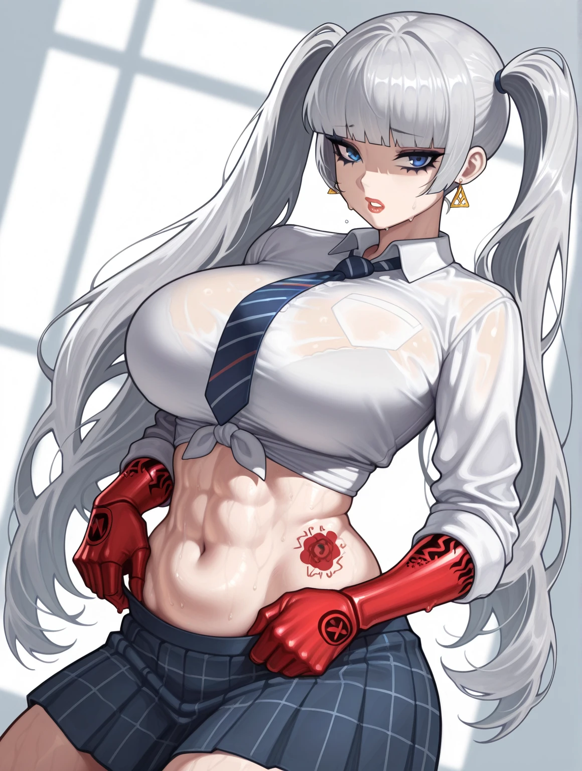 (best lighting) , (Extremely complex and detailed) , 4k unification, (Super detailed CG: 1.2) , (8K: 1.2),(The original), (masterpiece) , (best quality),(masterpiece:1.4),Anime-like high quality,(masterpiece),masterpiece, Super clear picture quality,Clearer than the face in the movie)best quality, Ridiculous Easter Peace, 4k, 8K, Yes, high resolution))1个girl, female student,Smile,She was in the classroom,black school uniform,white bow knot,Ten strong abdominal muscles,perfect body proportions,stand up,exposed belly, white clothing,Dense, raised veins on the arms,spring, Sports boots, Perfect body, Long anxious pink hair, legs exposed,Strong leg muscles bodybuilder:1.5)),Classroom(beautiful bass),(girl),(woman),(((Upper body:1)))