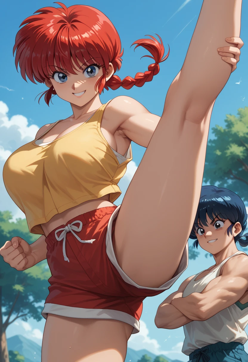 Ranma-Chan, naked, fullbody, pechos grandes, nippless, bedroom, back
