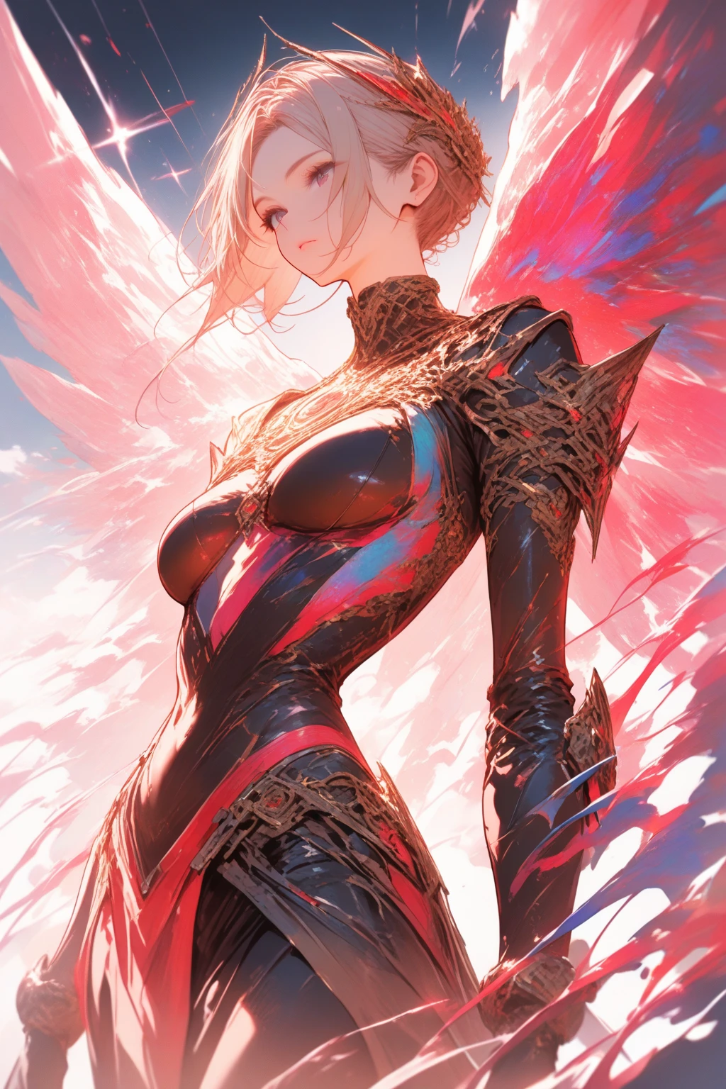 (absurdres, highres, ultra detailed), (1girl:1.3), twintails, blonde hair, BREAK , digital sculpture, 3D modeling, computer-generated forms, virtual art, cutting-edge technology, innovative design, futuristic creations BREAK , psychedelic art, vibrant colors, swirling patterns, optical illusions, hallucinatory visuals, mind-expanding imagery, counterculture influence BREAK , (masterpiece, top quality, best quality, official art, beautiful, cosmic, atmospheric, psychedelic, dreamlike, swirling psychedelic cosmic graffiti patterns,,aesthetic:1.2), (1girl, mecha, beautiful, sexy, beautuful highly detailed hooded mecha battle armor, mecha angel wings, tons of tattoos and piercings, super huge enormously gigantic tits, cleavage showing), extreme detailed,(fractal art:1.3),colorful,highest detailed, cherry blossoms blowing in the wind