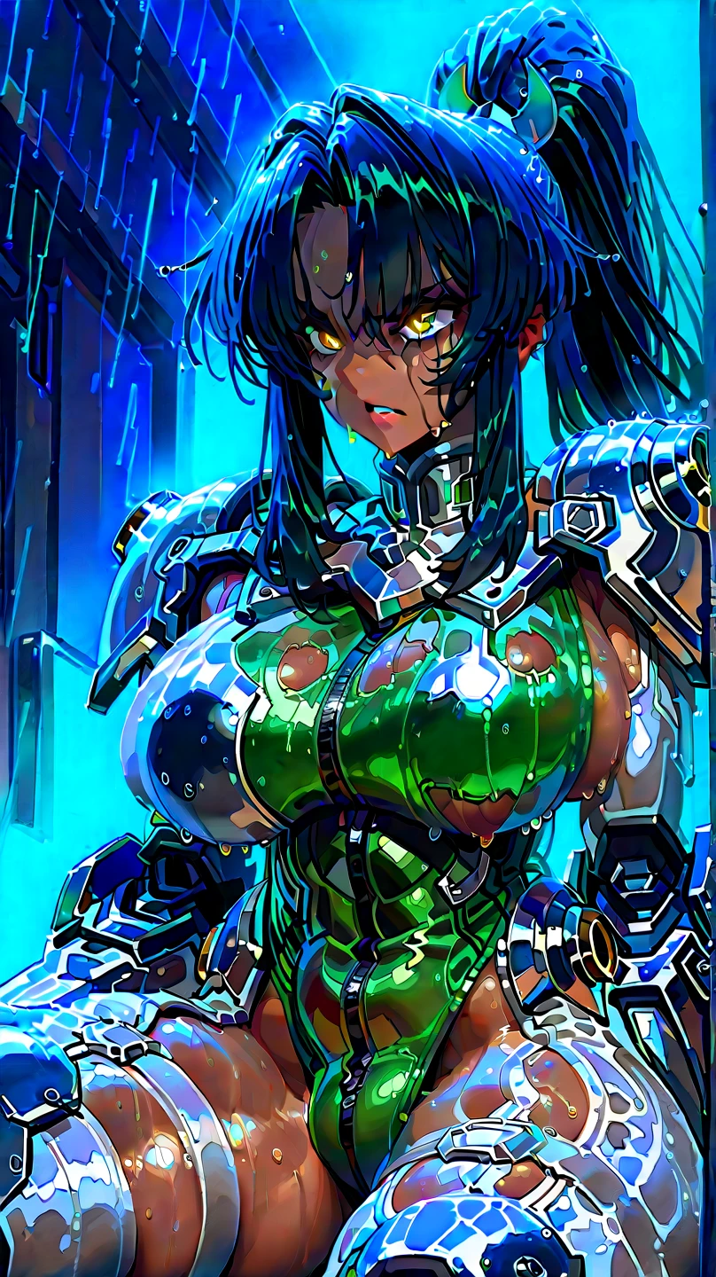 ((Highest quality)), ((masterpiece)), (detailed), (Perfect Face)、The woman is Reika Aoki, with medium-long hair and wearing an alien suit all over her body.