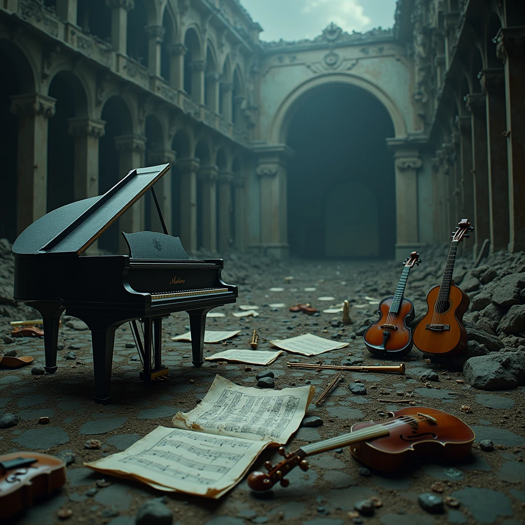 Musical Instruments With Rusted Parts (best quality, 4k, 8k, highres, masterpiece:1.2), ultra-detailed ...