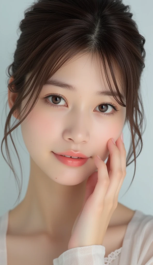 (masterpiece),(Highest quality:1.2),(Very detailed:1.2),(High resolution),(Photorealistic Stick),(RAW Photos),8K,Backlight,(Depth of written boundary),(Sleek lighting:1.2),Close-up of a naked woman,Soft portrait shots,Beautiful Japanese Women,Gorgeous face portrait,(Eye light,Sharp pupils,Detailed eye drawing,)Very beautiful face,(Detailed skin texture:1.3),Beautiful portrait,A lovely and delicate face,Beautiful young Japanese woman,Look this way,front,(POV shot),(sleepy)