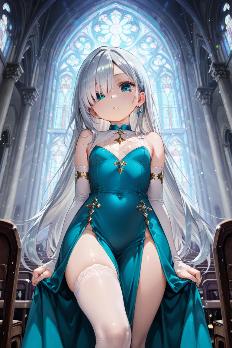 artoria pendragon saber (blue eyes:1.7), ((blonde hair in a bun), (small-sized breast:1.2), imprisoned in a dark temple by red magical lines, tied by red magicall lines, BREAK collarbone, very ((low-cut white summer dress)), bare arms, bare shoulders, ((white stockings)), BREAK looking at viewer, BREAK in a dark temple under a magic circle, bound by magic, standing and bent over, BREAK (masterpiece:1.2), best quality, high resolution, unity 8k wallpaper, (illustration:0.8), (beautiful detailed eyes:1.6), extremely detailed face, perfect lighting, extremely detailed CG, (perfect hands, perfect anatomy), full body shot