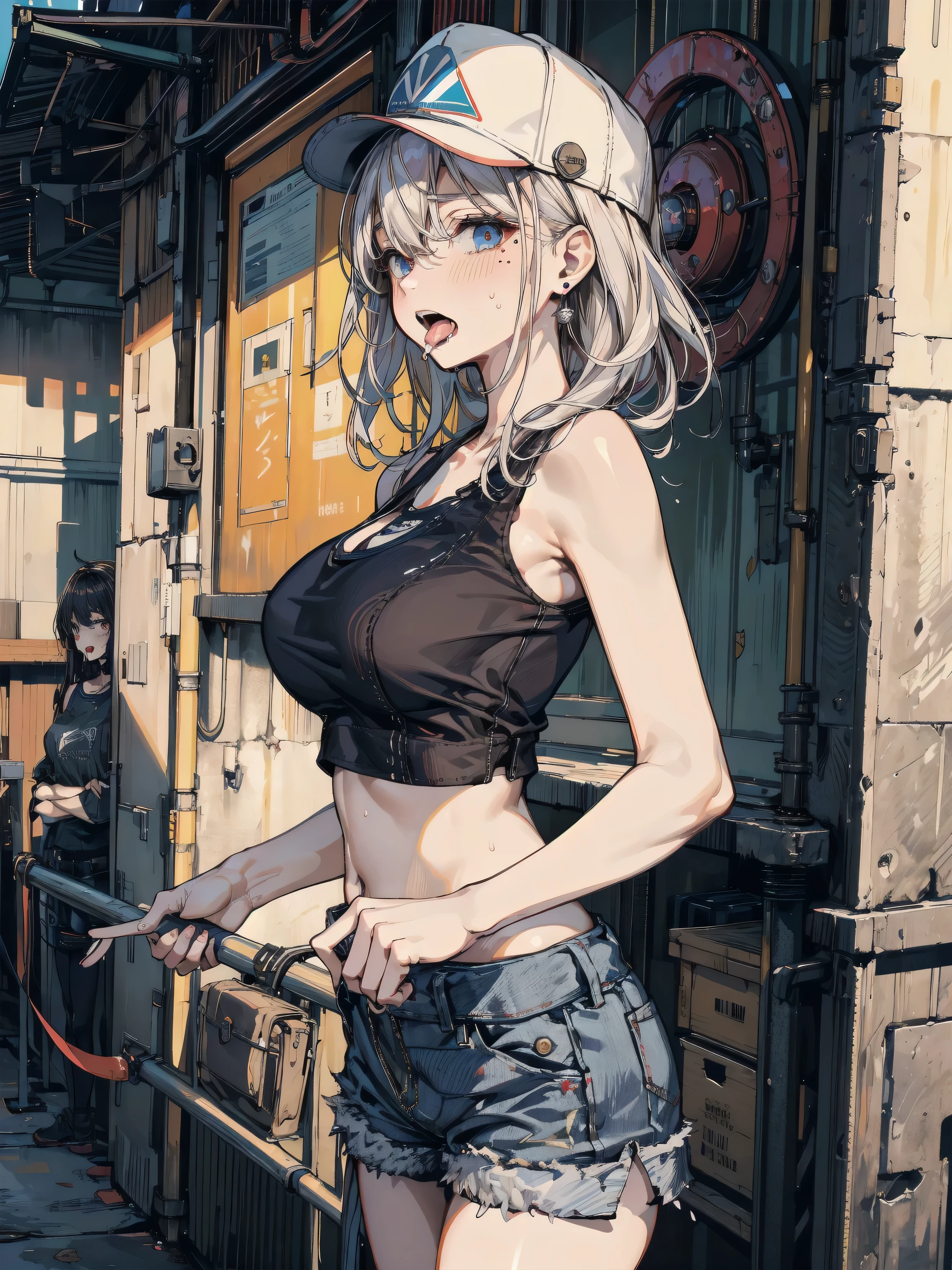 ((masterpiece, best)),(1girl),((mature woman)), light pink hair, halo, trumpet, ((office lady)), bangs, mid-chest, (full), slim, smiling, [wide hips ], office, standing, aru \(blue file\),