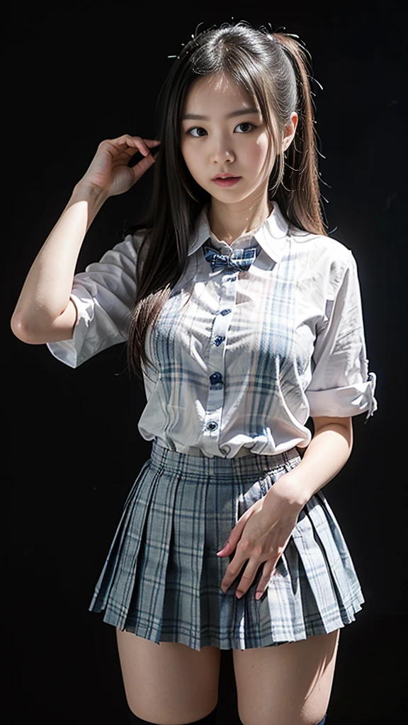 (masterpiece:1.2, highest quality), (Realistic, photoRealistic:1.4), in the train、((((Molested)))),
View your viewers, whole body, Front view:0.6,
1 girl, Japanese, high School girl, (Long Hair:1.5), Hair fluttering, (Half Up, Half Updo), bangs, Hair between the eyes, Big Breasts:0.8,
Beautiful Hair, Beautiful Face, Beautiful Eyes, Beautiful clavicle, Beautiful body, Beautiful breasts, Beautiful thighs, Beautiful feet, Beautiful fingers,
(Beautiful views), , School,
((Collared short-sleeved shirt, White shirt, , Grey plaid pleated skirt, Blue checked bow tie)), White panties,
(Are standing, , Please lift your skirt, Grab the hem of the skirt, Please place your hand on your chest, Place your hands between your legs),
blush,