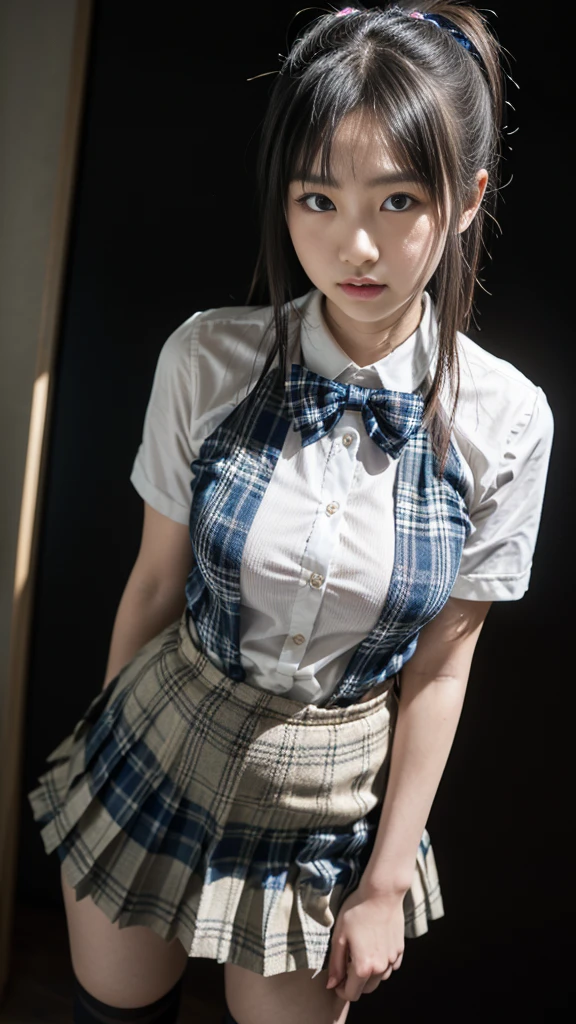 {(masutepiece) (8K High Resolution) (top-quality) (ultra-definition) (A hyper-realistic) (a beauty girl) (Raw photography) (Photorealsitic) (The most beautiful face) (perfect bodies) (Five Fingers) (9th class) (sixteen years old) (Korea person) (full body Esbian) (one girls) ((short chestnut hair) (Body and face without defects)} {(cheng xiao) (Small round face) (Perfect high nose) (Perfect big eyes) (Beautiful double eyelids) (Staring sexily at the camera)} (underground room) (Bright lighting) ((Being in a dark classroom)) ((srestrained)) ((Hand flail, fetters, gargantilha)) ((BDSM)) ((Arms turn back)) ((Bind your wrists with a rope)) (((Sit on the ground))) ((Bind your ankles with a rope)) (((Drenched Japan Uniform、Button shirt with collar、Wet Short Pleated Skirt))) (((Shy))) (((Blushing))) (((breasts focus))) (((breasts focus)))