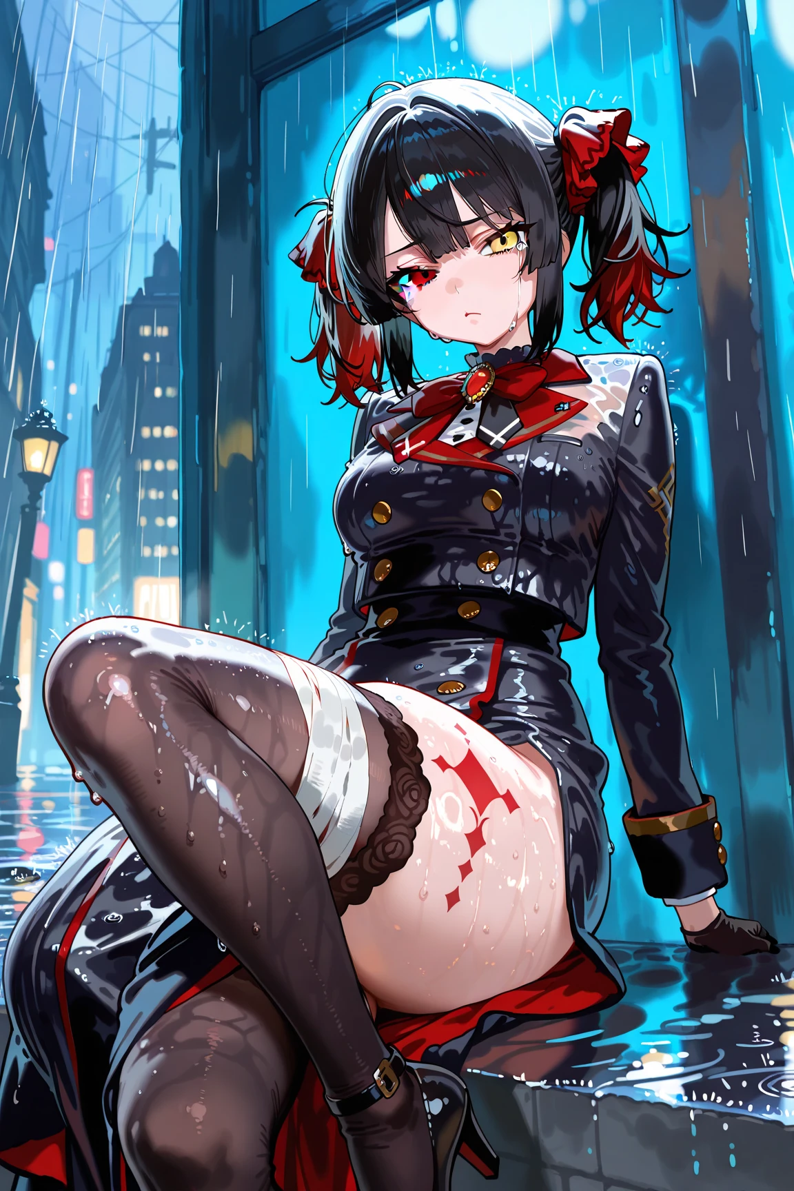 nsfw,(super fine illustration,8K CG wallpaper,best quality,extremely detailed,ultra high res,best aesthetic),(((cowboy shot,from front))),1girl ,idolmaster, {{{chiyo sirayuki}}}, (18yo,beautiful girl),((beautiful dark purple eyes)),(((beautiful black hair))), ((((extra short hair)))),(straight hair)),((Blunt bangs)),(((black gloves))),(wet skin),(sweat),(steam),((flat chests,small breasts)),((((slender and tall)))),((((night)))),(pubic black hair:1.6),(bsp), ((pussy juice dripping)), no makeup, sweaty body),(((glaring))),((blash)),((open mouths)),((put out the tongue)),(collar),(((((wears a black suit))))),(((open clothes))),Kamimei),((back alley at night)),((ecstacy)), deep breathing, feel good,(spread legs), (squatting),((spread pussy:1.3)),((((female masturbation:1.7)))),(((toying self))), ((put your hands in the pussy:1.9)),(cum out:1.3),((steam)),(scatter sweat),(cum on body:1.9),(cum on head:1.3), (cum on Face:1.3),looking-down,(Put it inside and stir it vigorously with your fingers),(((A red dress is discarded at my feet.))),