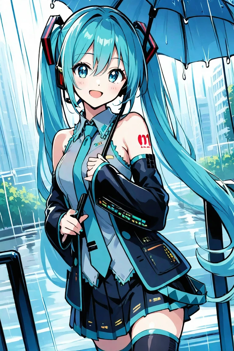 rainy day , Miku, smile