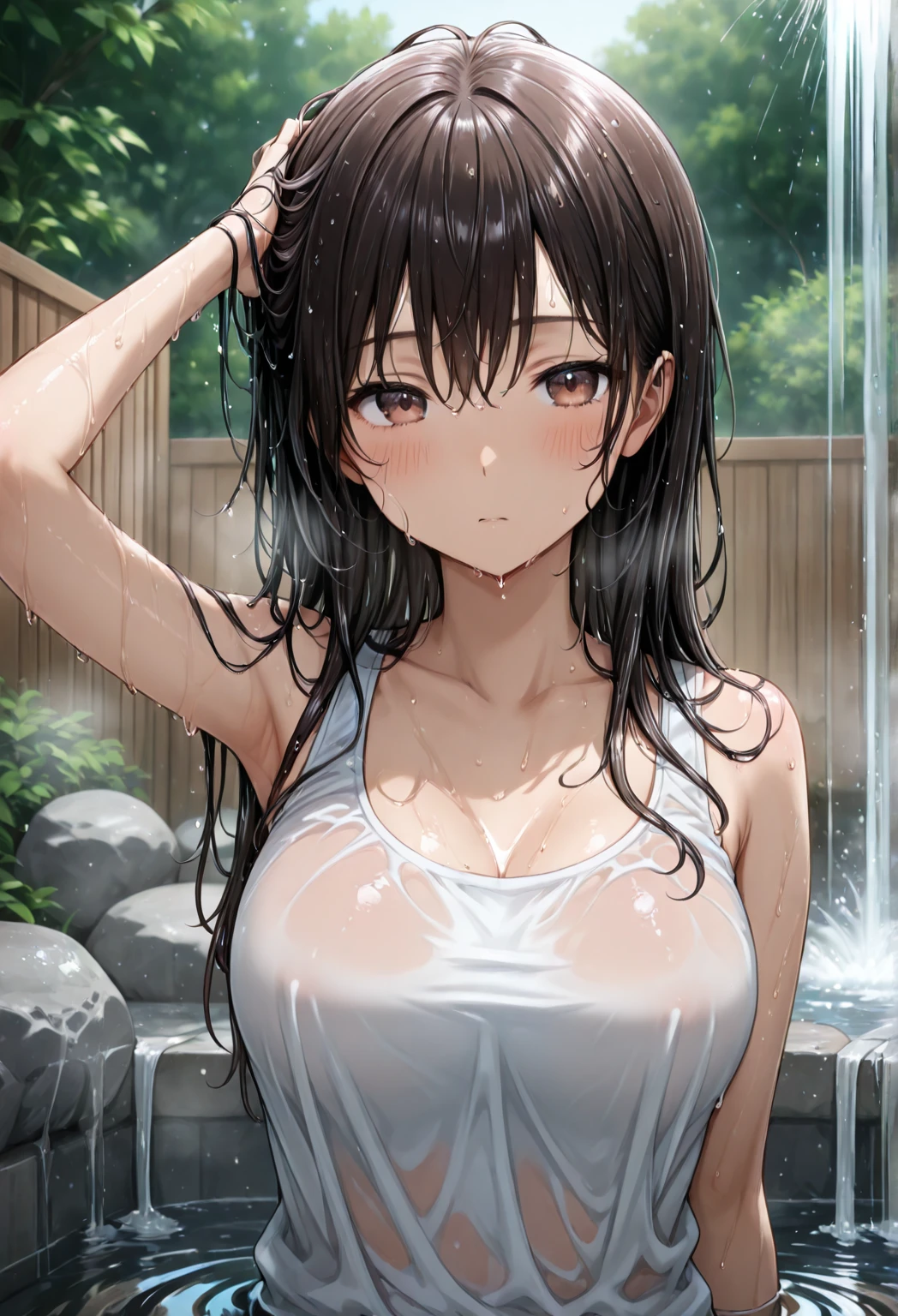 (highest quality,4K,8k,High resolution,masterpiece:1.2),Very detailed,(Realistic,photoRealistic,photo-Realistic:1.37),Beautiful woman, Hinata Hyuga,Healthy Body,
Very detailed armpit,Beautifully detailed sweat glands,Smooth skin texture,Carefully drawn,
(In clothes that show cleavage), (humidity:1.2), Beautiful Eyes, (Attractive face:1.2), (Beautiful Skin),(Big Breasts),Sticky with sweat,In a dynamic pose,
Naruto's World,indoor,In a dripping cave