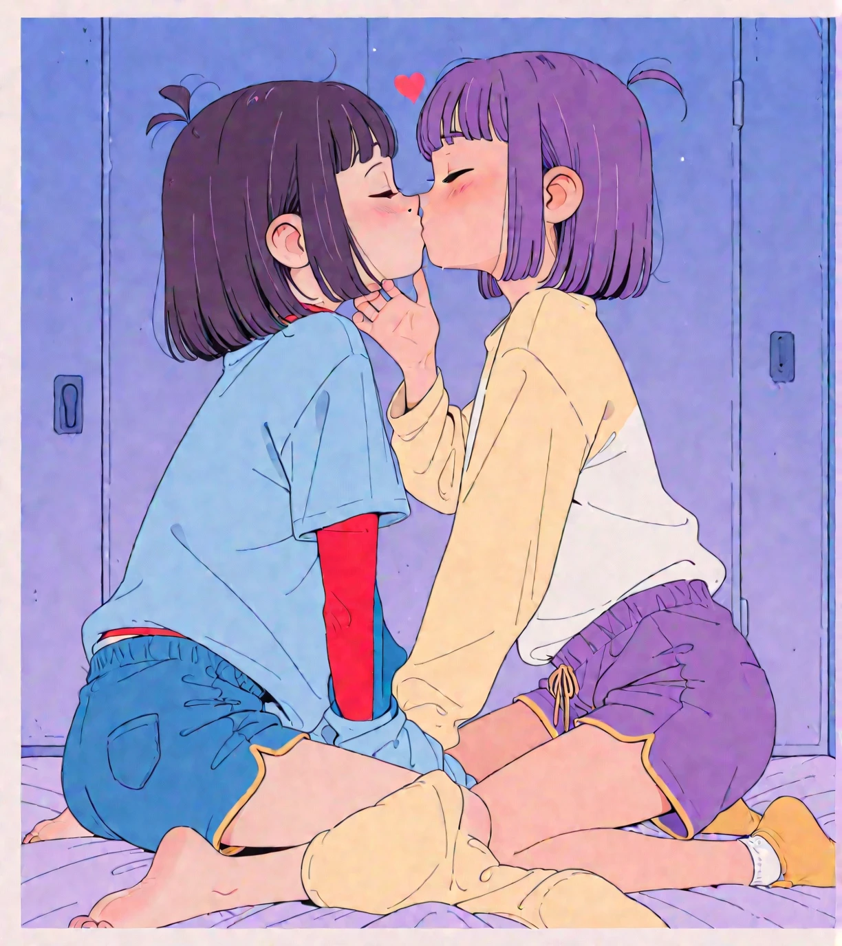2heads, tall skinny woman with 2 heads. Inside in a bedroom. Wearing beanie hat. Frizzy black hair. Gorgeous cute young face. Tiny nose. Adorable. Blowjob, licking penis, POV handjob, stroking viewer's penis.