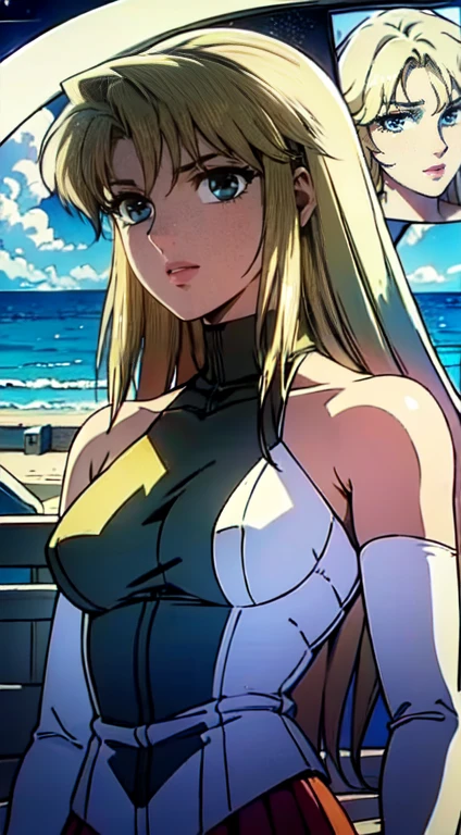 1girl solo looking to the viewer, view from below, far shot, cow boy shot, squatting, wedding band, wedding dress, white footwear, white hair, white panties, yellow eyes (Pirotess (Record of Lodoss War) LORA) (dark elf dark skin)