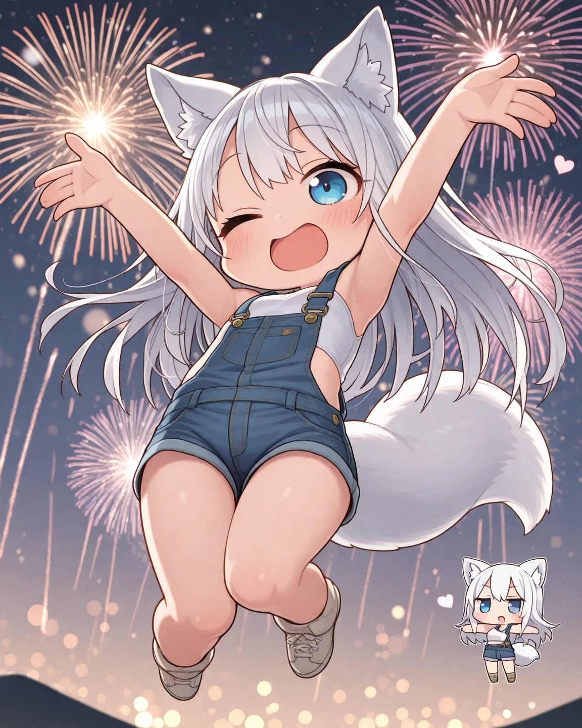 score_9,score_8_up,score_7_up, kemono style, source_furry, source_cartoon, kat, blue eyes, :3, blonde hair, pink nose, blue eyes, white whiskers, silver fur with grey stripes, naked, breasts, nipples, fully naked, pov, pov sex, cowgirl position sex, human viewer, she is riding viewers cock, viewer is grabbing her thighs, in a grassy field, many fireworks in the sky, nighttime, she is happy,