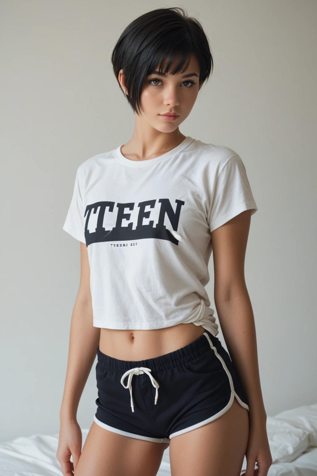 crystal rae, (camiseta) branca e ( no shorts) jeans