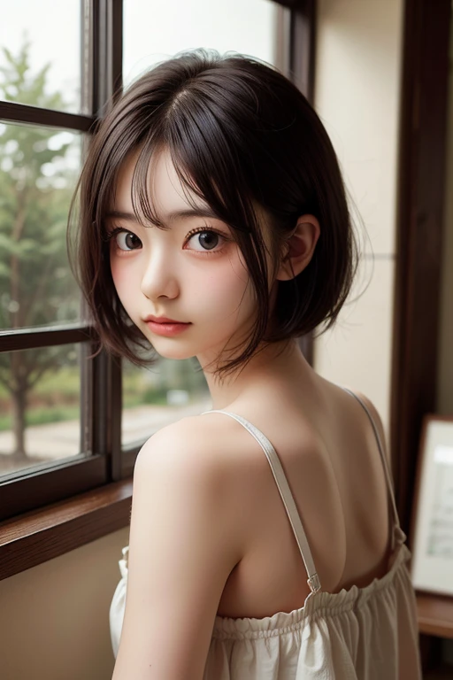 (Photoreal Stick:1.2)、8K UHD、hight resolution、(1girl in)、((profile))、(black hair shorthair)、((Knee shot))、(High quality shadows)、Detail Beautiful delicate face、Detail Beautiful delicate eyes、in her 20s、(A dark-haired)、Pretty Kpop Girl、(Korean Urzan Face)、(ulzzang -6500-v1.1:0.6)、pureerosface_v1、gloweyes、perfectbody、 Incredible dynamic range photography(UTIL_Art by Smoose-768:1.1), teak、Bright red lipstick、Glossy lips、Natural color reproduction、((strong lights))、(a choker)、(Red transparent nose)、((Brown eyes))、((Beautiful Finger))、 (short-hair)、(Silver Accessories)、Shiny hair、Description beautiful delicate hair、(Lustrous skin)、(Black see-through dress)、(corsets)、(black hair short cut)、(profile)、(early evening)、(by the window)、(Ruins of concrete)、(Sit in an old chair)、(Background blur)、(No one in the background)、