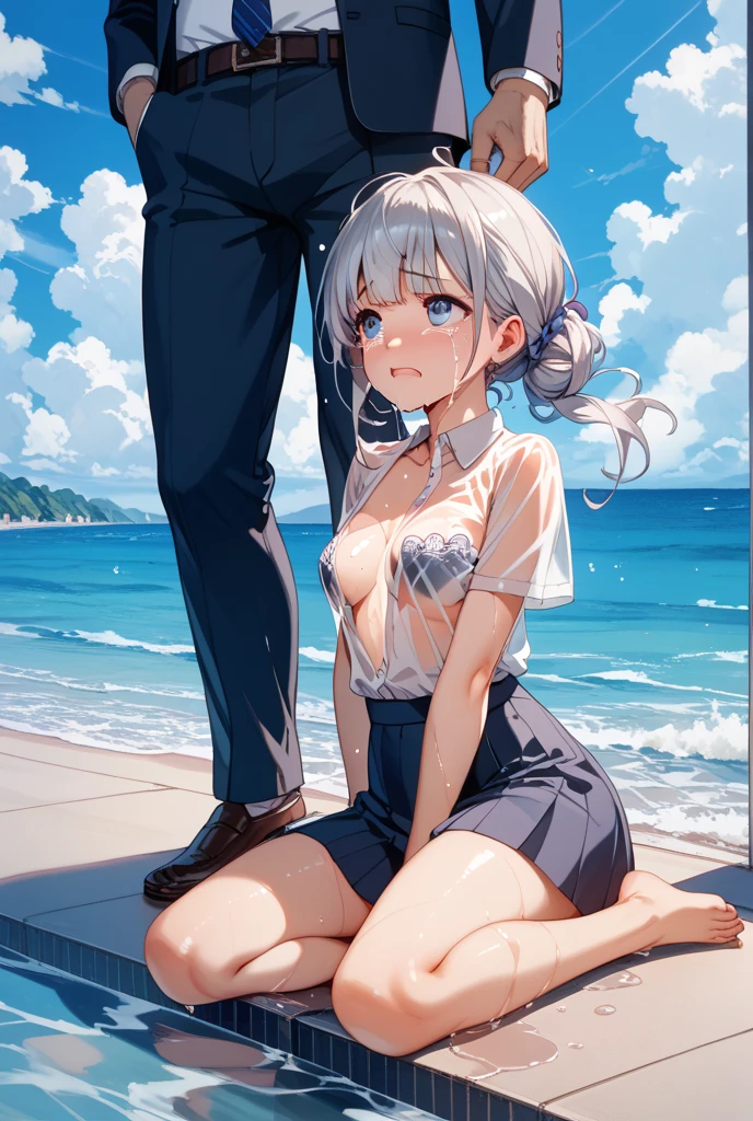 (masterpiece, best quality),nsfw,
1girl, (1man,hetero:1.3), vaginal sex, sex from behind, doggystyle, standing, (bent over:1.1), (spread legs:1.2), looking back, lower body, (backshot:1.3),from behind, arm support, ass, top down bottom up, from below,(upside-down:1.1), head between legs, symmetry, man on top

BREAK girl, 15 yo, (loli:1.4), (huge breasts:1.2), hanging breasts, Blonde hair, ( twin tail long hair:1.2), (hair between eyes:0.5), (straight hair:1.3), grey eyes, ultra detailed eyes, (tareme:1.3),
ahegao,heavy breathing, sweat,
BREAK completely nude, pussy,nipples, barefoot

BREAK beach, outdoors, sky,sea piledriver \(sex\),