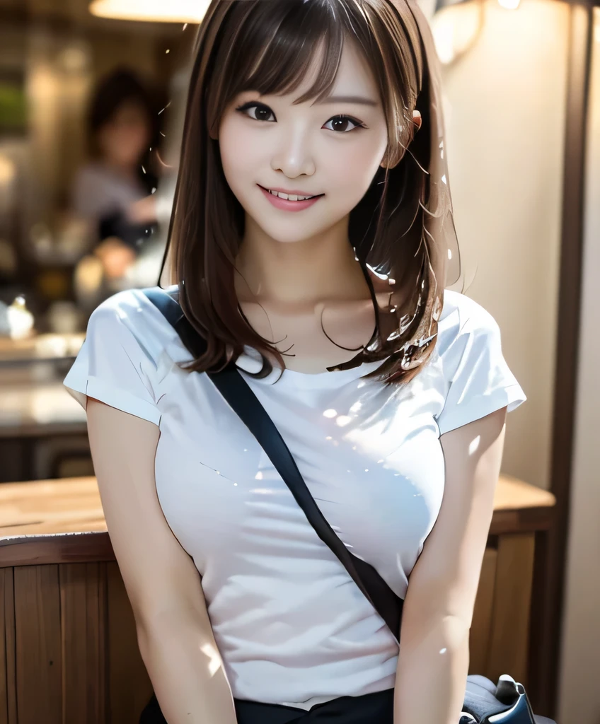 (Highest quality, masterpiece, Photo Real, Super detailed, Ultra-high resolution, born:1.3), Small breasts, 1 Girl, cute, Japanese, Close Relationship, Pencil Mini Skirt, smile, Long Hair, bangs, high waist, boutique, Cowboy Shot,