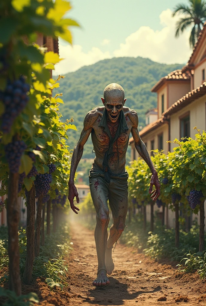 a decaying zombie with rotten flesh invading a lush garden, photorealistic, 8k, vivid colors, masterpiece, detailed plants, side view, walking with outstretched arms, (best quality,4k,8k,highres,masterpiece:1.2),ultra-detailed,(realistic,photorealistic,photo-realistic:1.37),studio lighting,extreme detail description,professional,vivid colors,photography