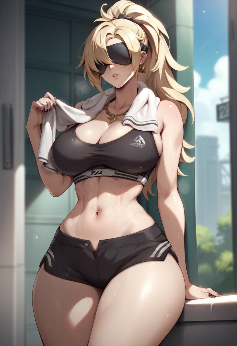 (A skimpy gym teacher seduces while exposing herself:1.65),(Open mouth smiling orgasm expression:1.4),(Dark Skin:1.95),(21 year old blonde woman:1.35),(compensate:1.26),(Red false eyelashes),Beautiful breasts、(Observe the audience:1.5),(Blonde Undercut Hairstyles),White mini skirt、