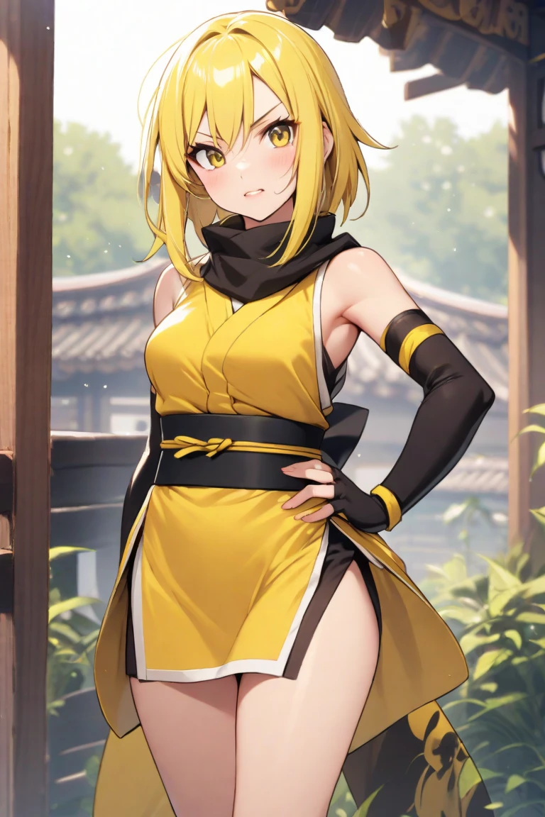 <lora:matara_okina_v1:0.8>, matara_okina, 1girl, solo,
detached sleeves, long sleeves, green skirt, hat, orange eyes, blonde,
medium breasts, pulling shirt, sideboob, blush, menacing face,
trees, cloud